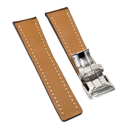 24mm Walnut Brown Suede Leather Watch Strap For Breitling