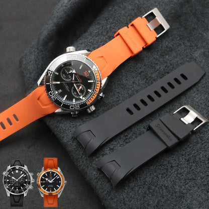 Orange Black Rubber Strap Waterproof Diving Curved