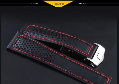 COW Genuine Leather Watch Strap 19mm 20mm 22mm watchband for tag heuer Carrera Monaco F1 watch band Red Men Fold buckle bracelet