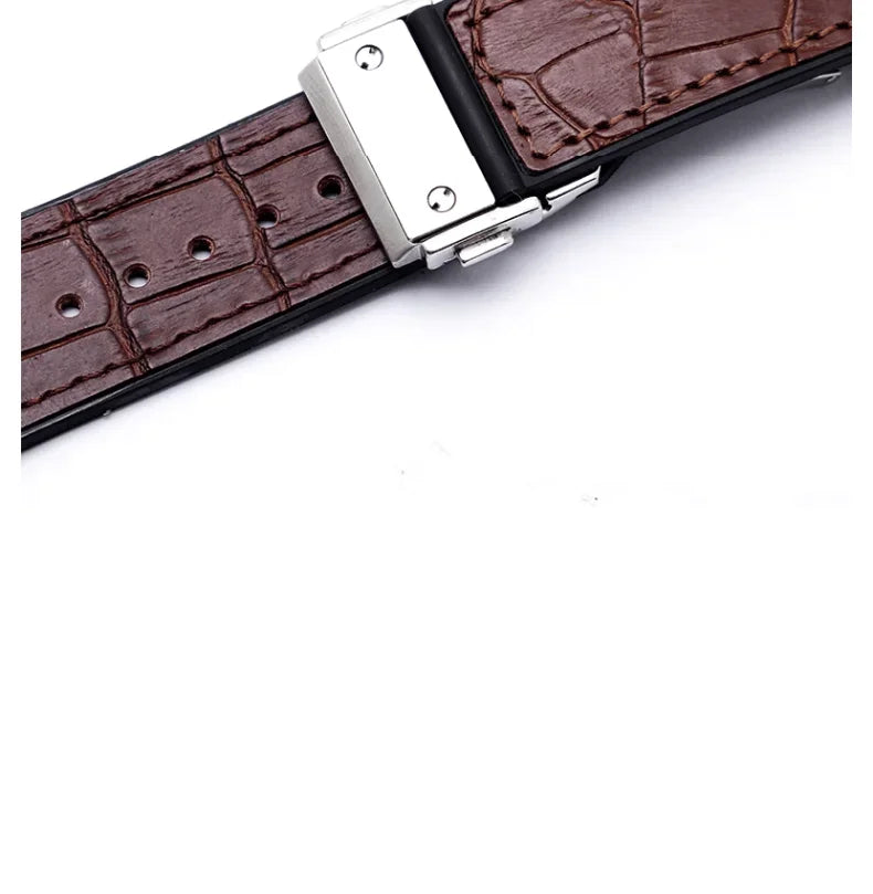 Rubber Underskin Watch Strap for Hublot Yuki Big Bang Fusion Classic Series Leather 19mm Soft Waterproof Convex Interface Wrist