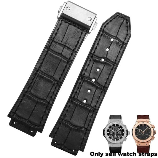 Genuine Leather Watchband for HUBLOT BIG BANG Waterproof Men's cowhide Watch Strap Rubber Watch chain Bracelet 25-19mm wrist