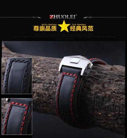 COW Genuine Leather Watch Strap 19mm 20mm 22mm watchband for tag heuer Carrera Monaco F1 watch band Red Men Fold buckle bracelet