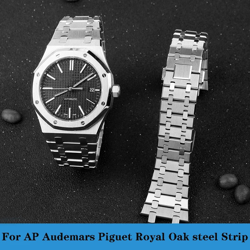 Solid Stainless Steel Bracelet 28mm 26mm For AP 15400 Audemars Piguet Royal Oak GA2100 2110 Strap Men Silver Watchbands