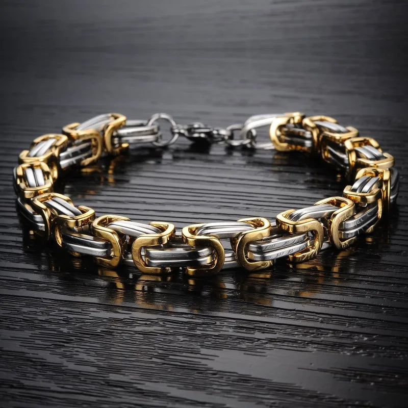 HNSP 8MM Stainless Steel Bracelet Homme Hand Chain For Men Bracelet Motorcycle Bikes Rock Male Jewelry