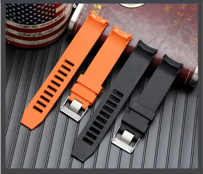 Orange Black Rubber Strap Waterproof Diving Curved