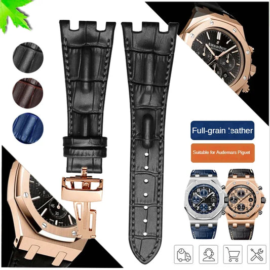 Durable Cow Leather Watchband for Audemars Piguet Royal Oak Offshore Ap15710 15703 15706 26470 26170 26133 Sweatproof Folding