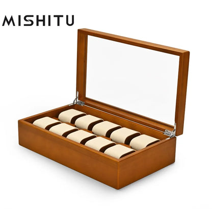 MISHITU Solid Wood Jewelry Box for Watchs Bracelets  Premium Jewelry Storage Organizer 34*20*9.4 CM Customizable