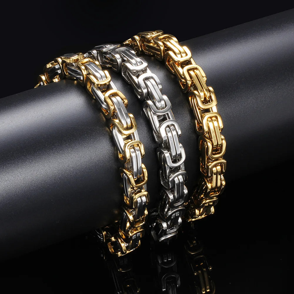 HNSP 8MM Stainless Steel Bracelet Homme Hand Chain For Men Bracelet Motorcycle Bikes Rock Male Jewelry