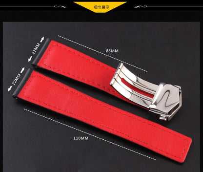 COW Genuine Leather Watch Strap 19mm 20mm 22mm watchband for tag heuer Carrera Monaco F1 watch band Red Men Fold buckle bracelet