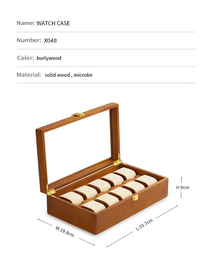 Oirlv 10 Grids Solid Wood Jewelry Organizer Box Watch Holder Storage Case Watch Display Box For Man Women regalos para hombre