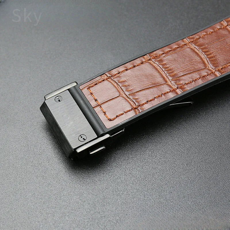 With Tool 19mm Crocodile Pattern Genuine Leather Watchbands for Hublot Yubo Watch Convex Interface Waterproof Accessories