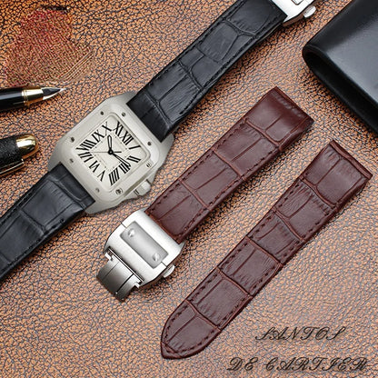 Genuine Leather Watch Strap for Cartier Santos100 Watch Band Waterproof Sweatproof Men's Women's Watch Band 20mm 23mm Wristband