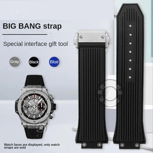 Soft Comfortable Steel Buckle Watch Strap for HUBLOT Yubo Big Bang Series Tattoo Waterproof Silicone Watchbands 27 X17mm