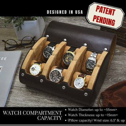 Watch Travel Case ,6 Slot Watch Roll Travel Case