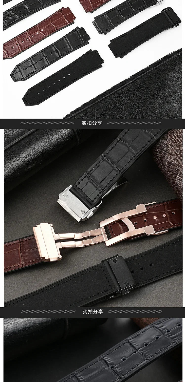 Cowhide Watch For HUBLOT Hengbao Yubo Classic Fusion Big Bang Silicone Genuine Leather Chain Men's wrist 26-19mm