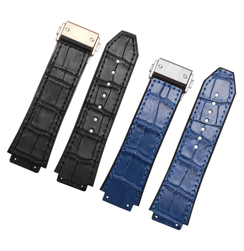 Genuine Leather Watchband for HUBLOT BIG BANG Waterproof Men's cowhide Watch Strap Rubber Watch chain Bracelet 25-19mm wrist