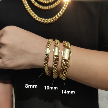 Hip Hop Rock Jewelry Free Custom Logo Name Miami Cuban Link Stainless Steel Bracelet For Men Drop Shipping