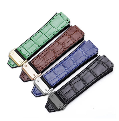 Rubber Underskin Watch Strap for Hublot Yuki Big Bang Fusion Classic Series Leather 19mm Soft Waterproof Convex Interface Wrist