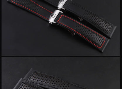 COW Genuine Leather Watch Strap 19mm 20mm 22mm watchband for tag heuer Carrera Monaco F1 watch band Red Men Fold buckle bracelet