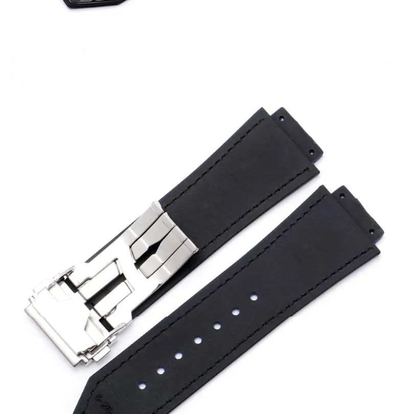 Rubber Underskin Watch Strap for Hublot Yuki Big Bang Fusion Classic Series Leather 19mm Soft Waterproof Convex Interface Wrist