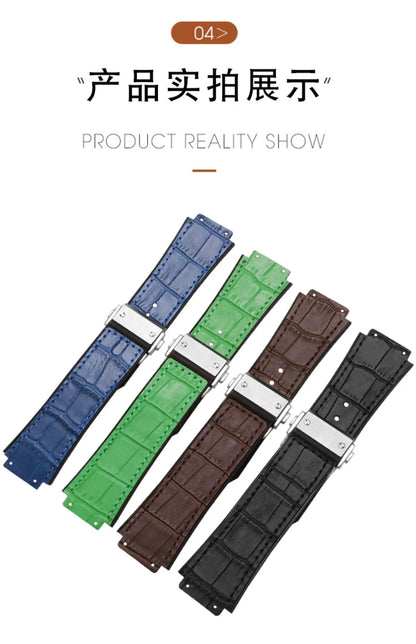 Genuine Leather Watchband for HUBLOT BIG BANG Waterproof Men's cowhide Watch Strap Rubber Watch chain Bracelet 25-19mm wrist