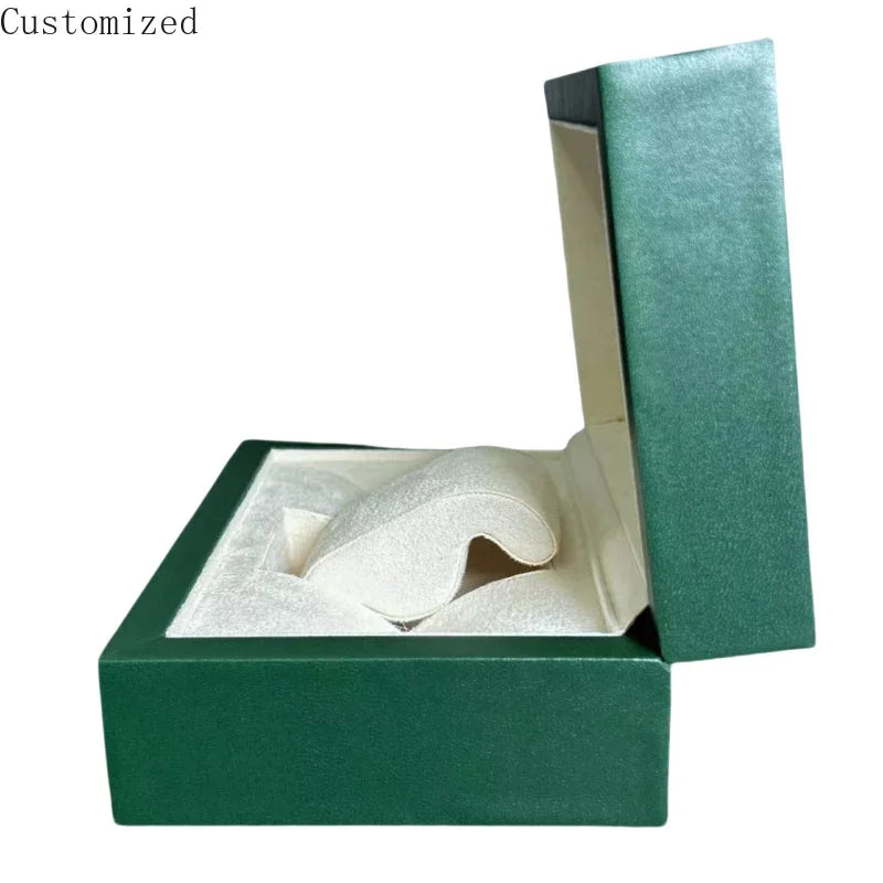 Customize Fashion Green Luxury Ralexbles Watch Wedding Gift Box Jewelry Display Storage Wooden Jewelry Collection Paper Bag Card