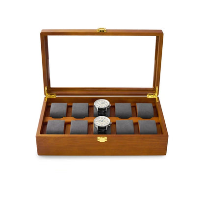 Oirlv 10 Grids Watch Box Organizer Acrylic Cover Dustproof Solid Wood Watch Case Storage Box For Watches Wood Watch Storage Box