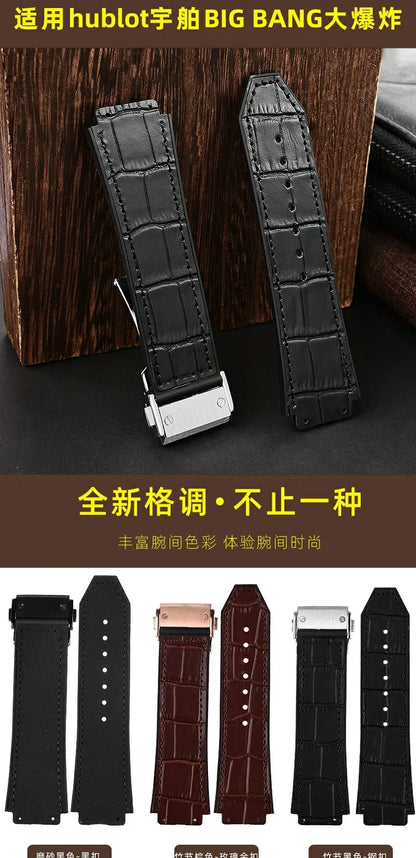 Cowhide Watch For HUBLOT Hengbao Yubo Classic Fusion Big Bang Silicone Genuine Leather Chain Men's wrist 26-19mm