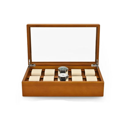 Oirlv 10 Grids Watch Box Organizer Acrylic Cover Dustproof Solid Wood Watch Case Storage Box For Watches Wood Watch Storage Box