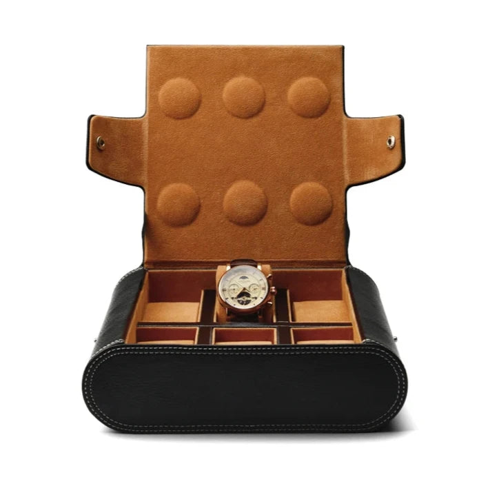 Oirlv 6 Grids Watches Organizer Leather Watch Box Storage Organizer Travel Case Bag Portable Leather Watch Organizer Gift Box