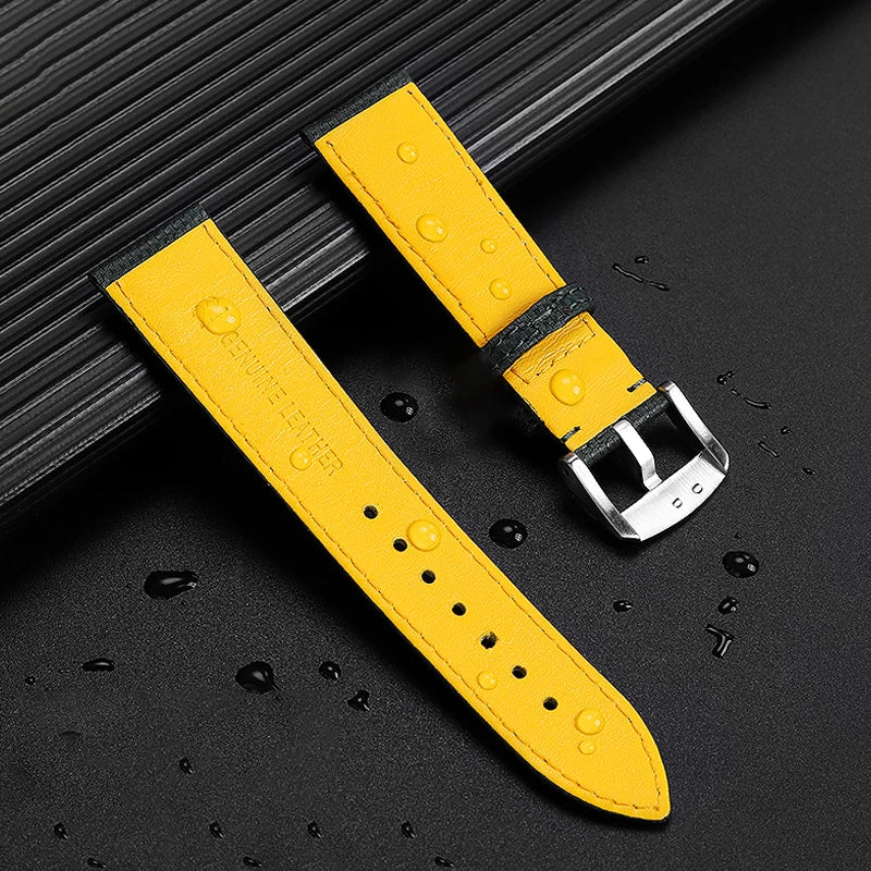 For Breitling Nylon Lea/ther watch Strap Yellow wolf SB0147 Blackbird Avenger canvas watchband 22mm men bracelet Folding buckle