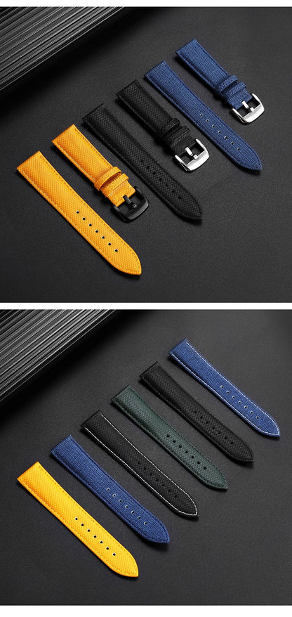 For Breitling Nylon Lea/ther watch Strap Yellow wolf SB0147 Blackbird Avenger canvas watchband 22mm men bracelet Folding buckle