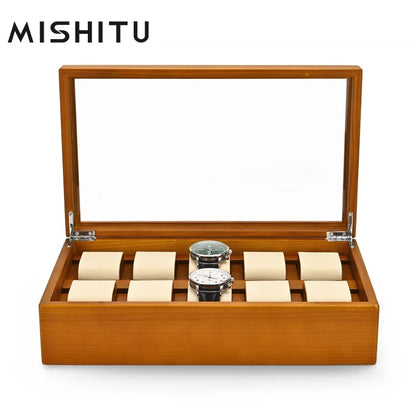 MISHITU Solid Wood Jewelry Box for Watchs Bracelets  Premium Jewelry Storage Organizer 34*20*9.4 CM Customizable