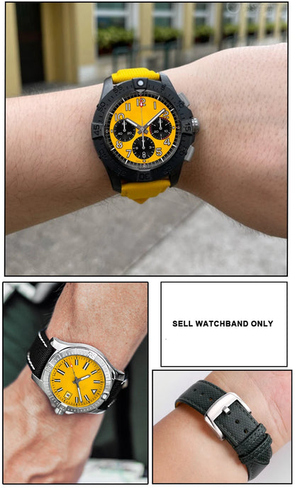 For Breitling Nylon Lea/ther watch Strap Yellow wolf SB0147 Blackbird Avenger canvas watchband 22mm men bracelet Folding buckle