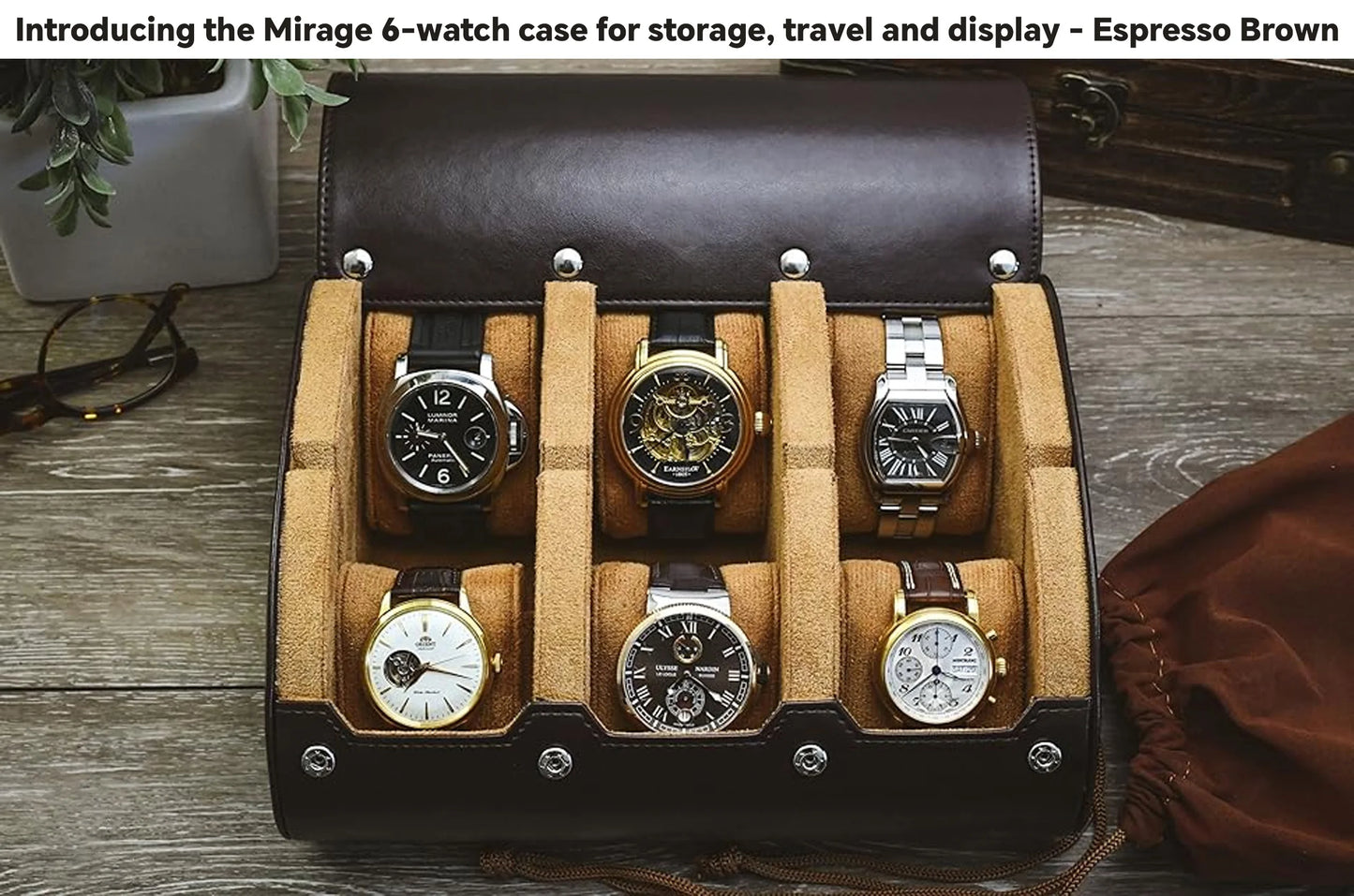 Watch Travel Case ,6 Slot Watch Roll Travel Case