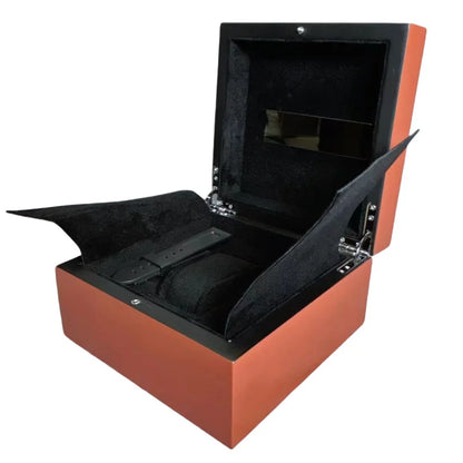 Square Orange Velvet Pam Watch Box Men Jewelry Storage