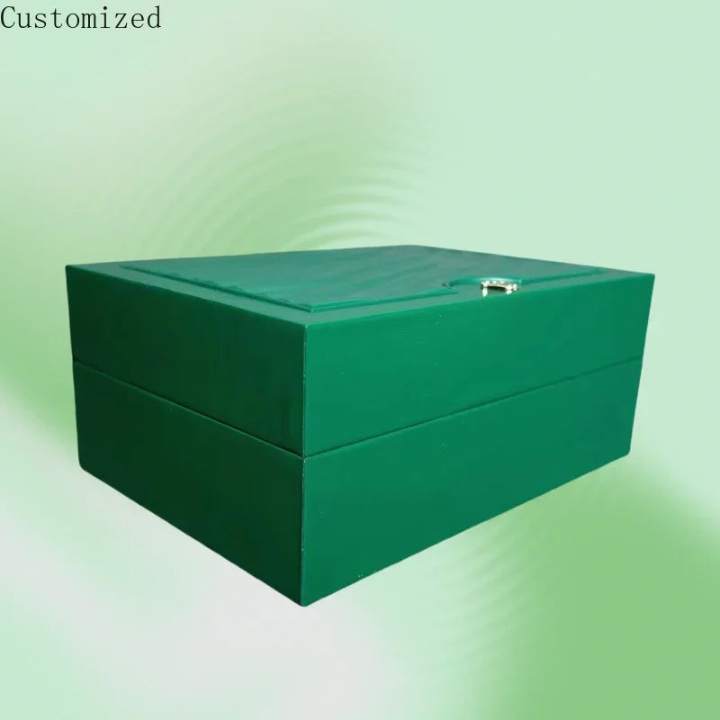 Customized Mens High-end Green Wooden Rolexblaes Watch Box Elegant Leather Case Storage Microfiber Pillow with Case Package Bag