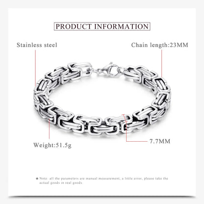 HNSP 8MM Stainless Steel Bracelet Homme Hand Chain For Men Bracelet Motorcycle Bikes Rock Male Jewelry