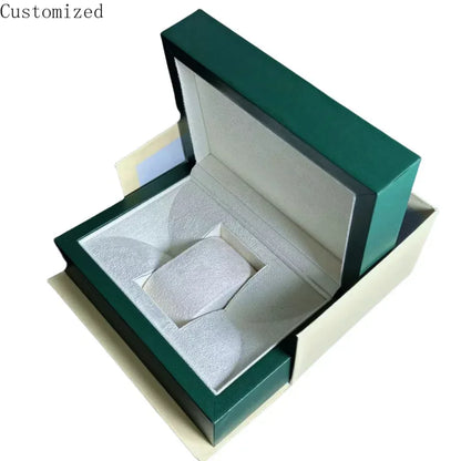 Customize Fashion Green Luxury Ralexbles Watch Wedding Gift Box Jewelry Display Storage Wooden Jewelry Collection Paper Bag Card