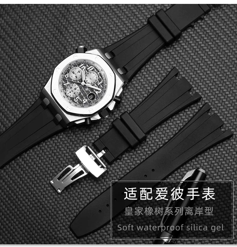 High quality Rubber watch strap 28mm watchband for AP 15703 26470SO Royal Oak offshore men's sports watch strap bracelet