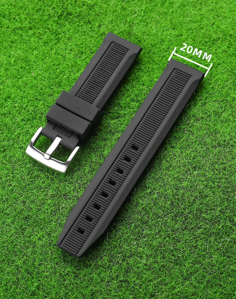 Luxury Silicone Rubber Watchband 22mm 20mm Pin Buckle Breathable Logo Strap Fit For TAG Heue Carrera Aquaracer Watch Accessories