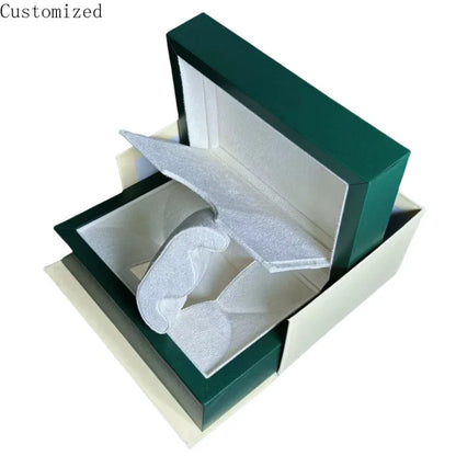 Customize Fashion Green Luxury Ralexbles Watch Wedding Gift Box Jewelry Display Storage Wooden Jewelry Collection Paper Bag Card