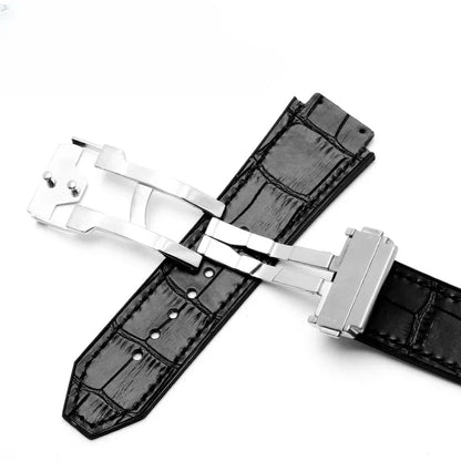 Rubber Underskin Watch Strap for Hublot Yuki Big Bang Fusion Classic Series Leather 19mm Soft Waterproof Convex Interface Wrist