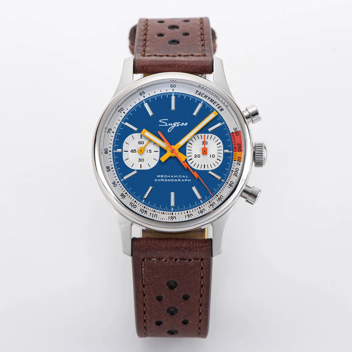 Sugess Watch of Men Chronograph Mechanical Wristwatches with Seagull ST19 Swanneck Movement Pilot Sapphire Crystal Racing V2 New