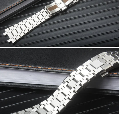 Solid Stainless Steel Bracelet 28mm 26mm For AP 15400 Audemars Piguet Royal Oak GA2100 2110 Strap Men Silver Watchbands