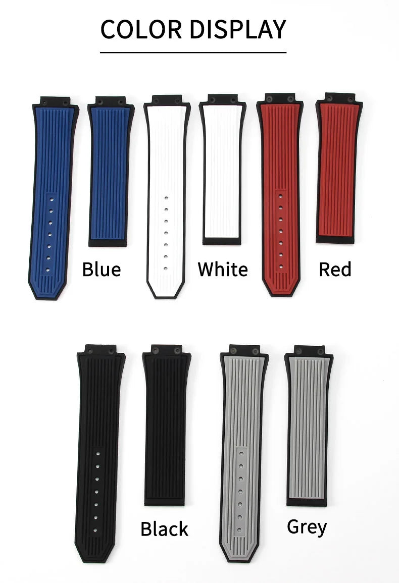 Soft Comfortable Steel Buckle Watch Strap for HUBLOT Yubo Big Bang Series Tattoo Waterproof Silicone Watchbands 27 X17mm