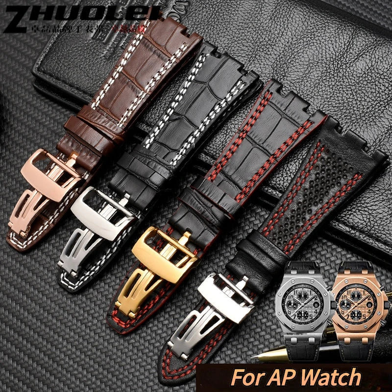 Oak Offshore strap AP15710 15703 26470 26133 Genuine Leather Watchband 28mm men's AP band bracelet