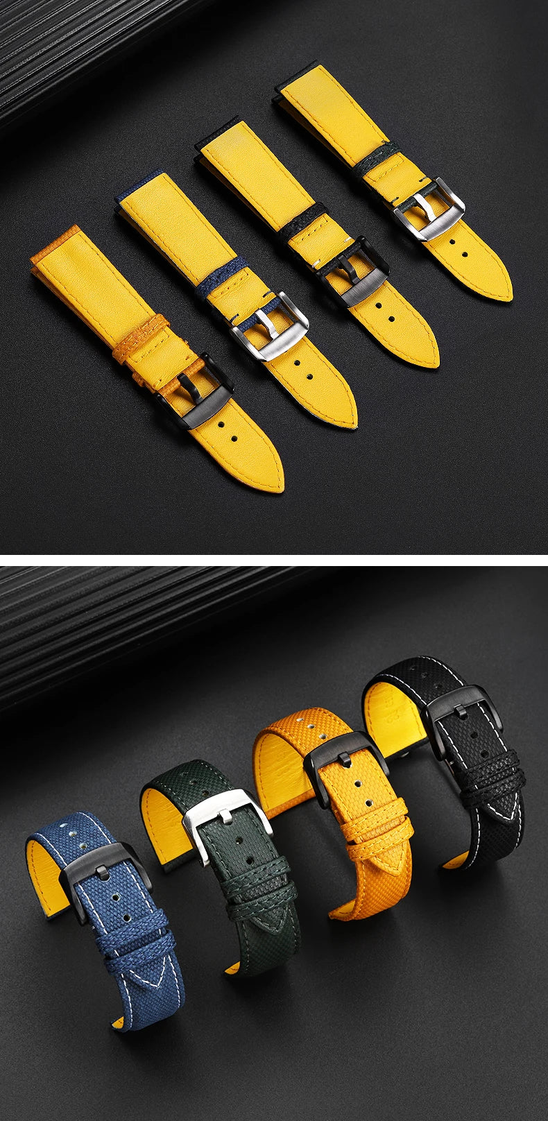 For Breitling Nylon Lea/ther watch Strap Yellow wolf SB0147 Blackbird Avenger canvas watchband 22mm men bracelet Folding buckle