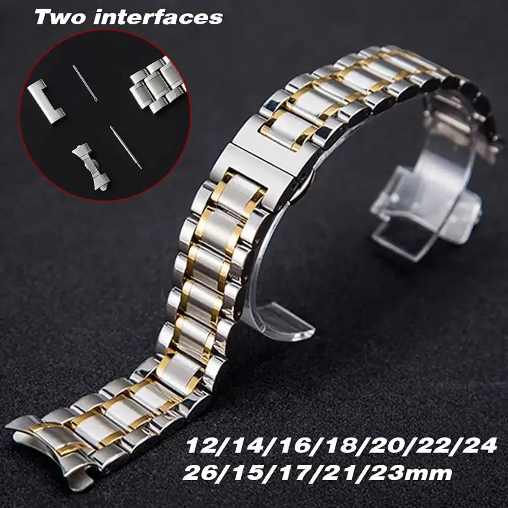 Curved End Watch Strap 12 13 14 15 16 17 18 19 20 21 22 23 24mm Bracelet for LONGINES Stainless Steel Band Metal Wristband