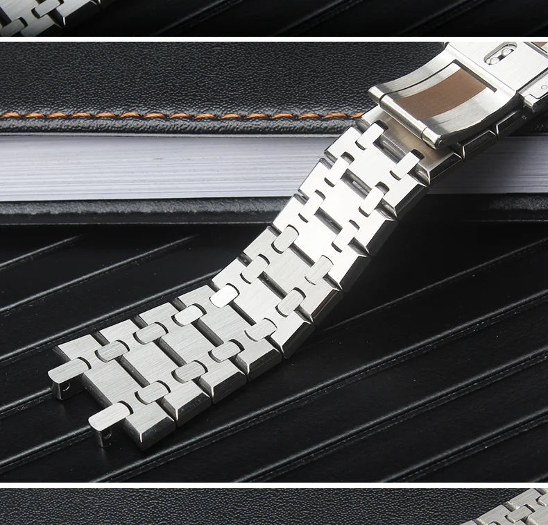 Solid Stainless Steel Bracelet 28mm 26mm For AP 15400 Audemars Piguet Royal Oak GA2100 2110 Strap Men Silver Watchbands